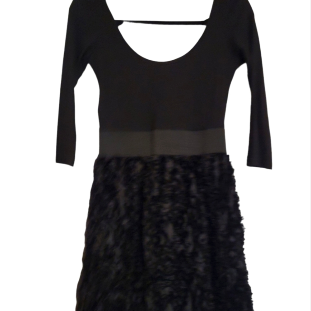 Petite small black mini dress with ruffle skirt. Only worn once.